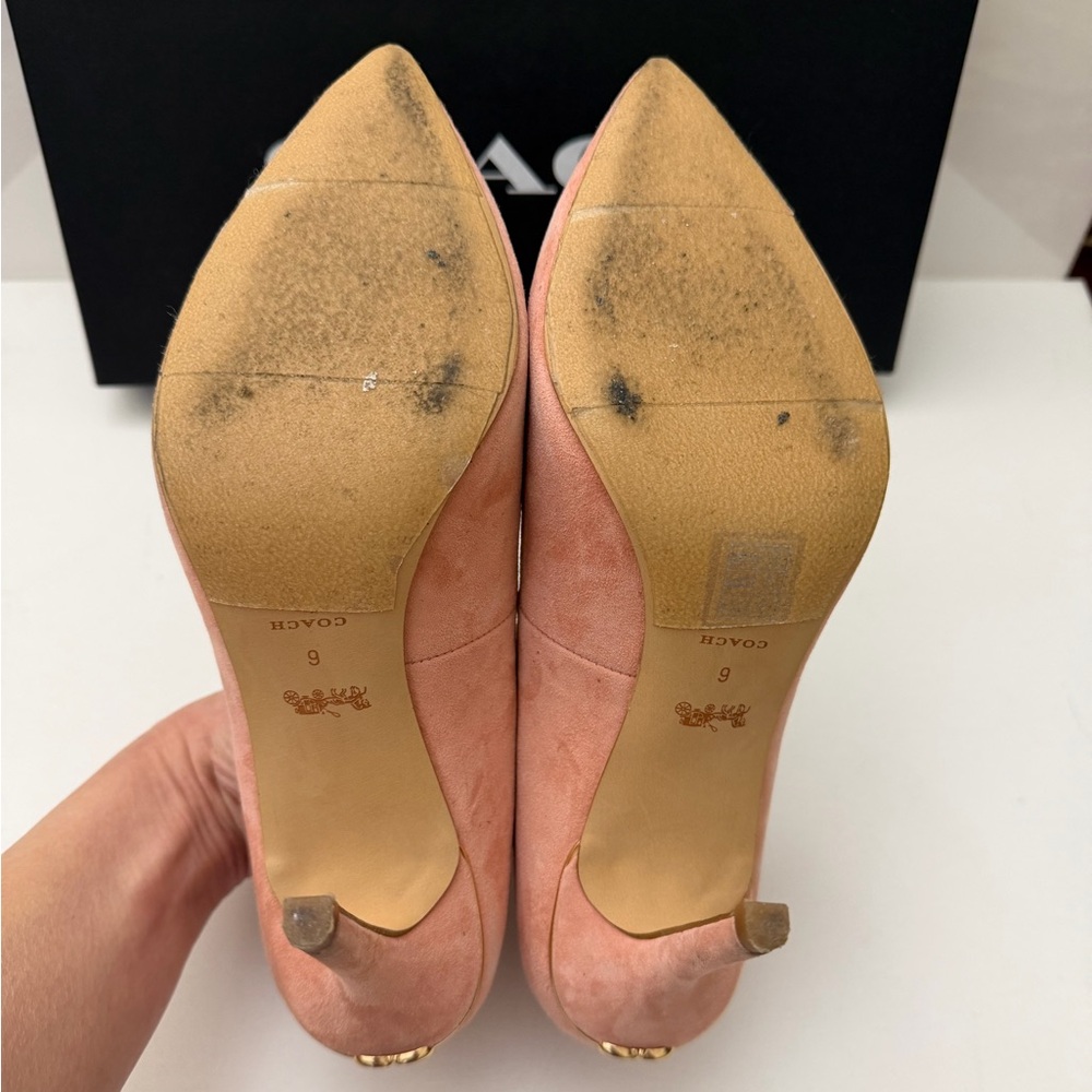 Coach Pink Suede Pointed-Toe Heels - Picture 6 of 10